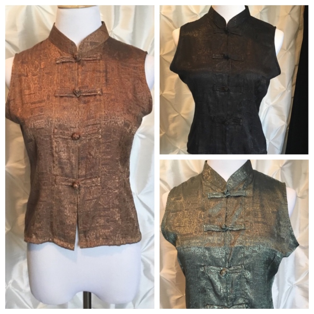 SALE: Shimmering Silk Asian Tops 3 for $35